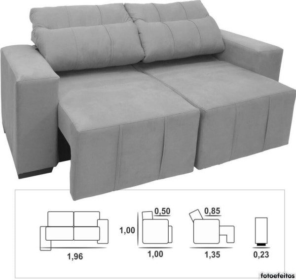 Encontraproduto.com.br - Sofá Atlanta 3 Lugares Retrátil e Reclinável JW - Marrom
