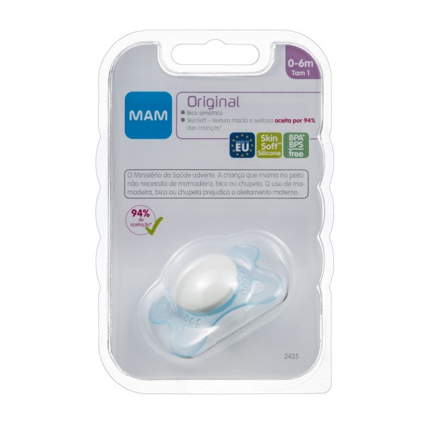 Encontraproduto.com.br - Chupeta Original 6 Meses Blister Mam Azul