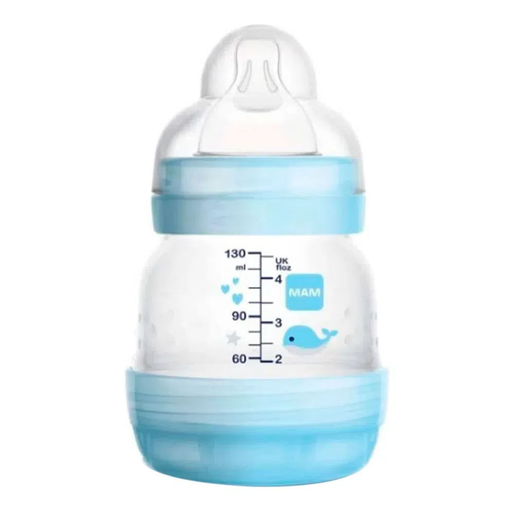 Encontraproduto.com.br - Mamadeira Mam Easy Start Azul com 130ml (Diversas Estampas)