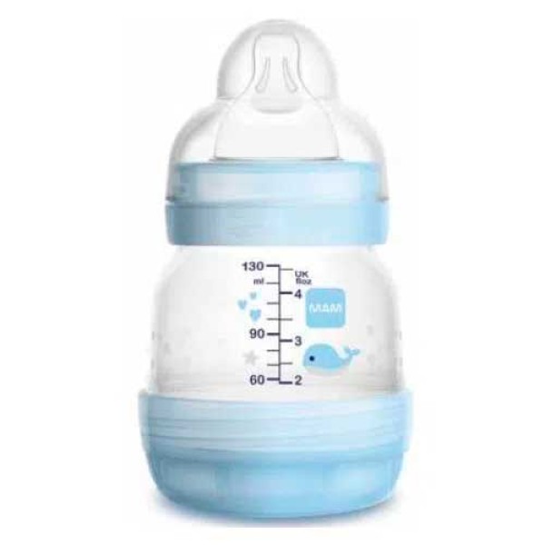 Encontraproduto.com.br - Mamadeira Mam Easy Start Azul com 130ml (Diversas Estampas)