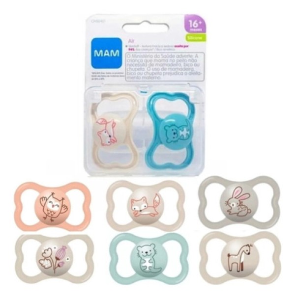 Kit 2 Chupetas bico de silicone Air 18M+  Neutra – MAM