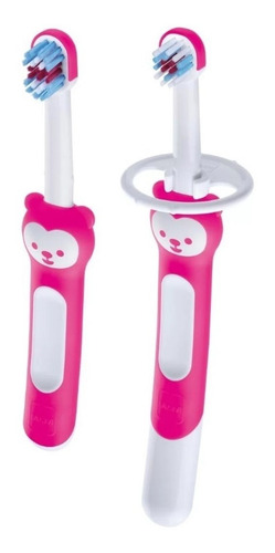 Kit Escova Mam Learn To Brush Rosa 2 Unidades