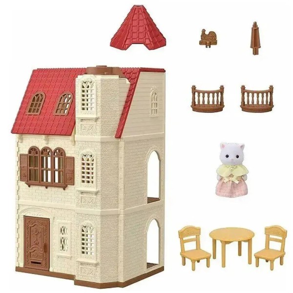 Encontraproduto.com.br - Casa com Torre e Telhado Vermelho Sylvanian Families - Epoch