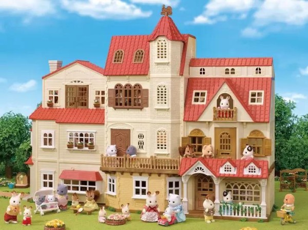 Encontraproduto.com.br - Casa com Torre e Telhado Vermelho Sylvanian Families - Epoch