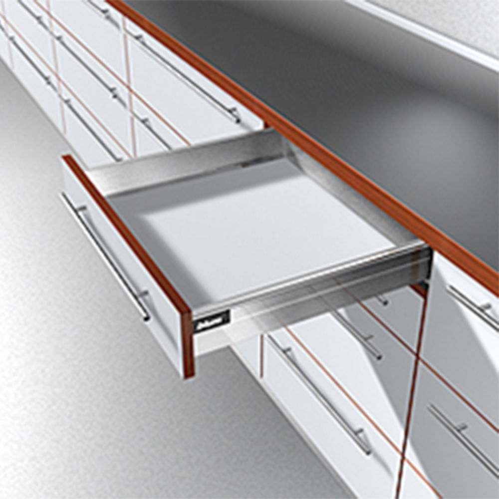Encontraproduto.com.br - Gaveta Metálica Baixa (30 Kg) 96,5x500mm Tandembox Plus com Blumotion Cinza Blum