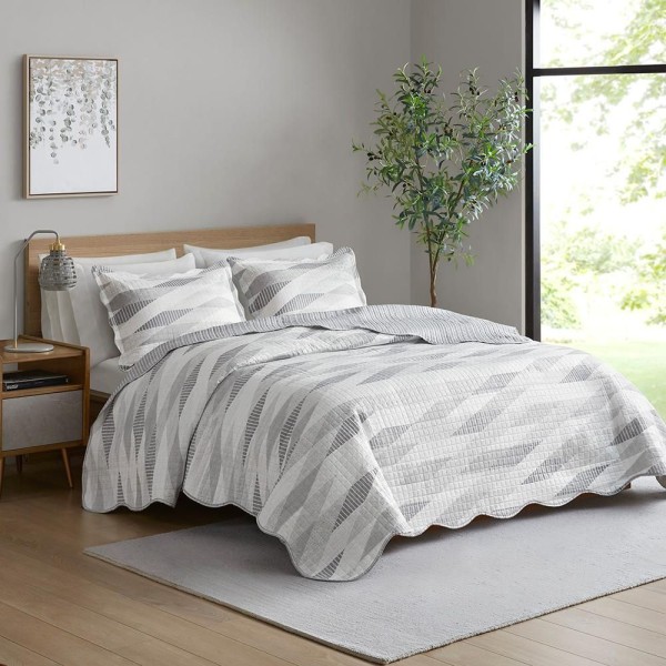Encontraproduto.com.br - Kit Colcha Queen Cortex Dupla Face Com Vies - Paris Tamanho Un Cor Cinza E Branco