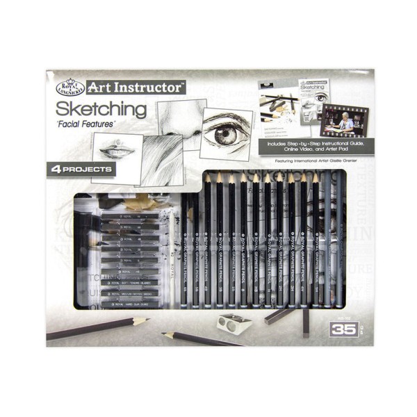 Encontraproduto.com.br - Conjunto para Esboço Facials Features Art Instructor Royal & Langnickel 35 Unidades - Ais-102