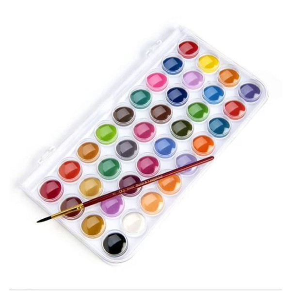 Encontraproduto.com.br - Kit Estojo de Tinta Aquarelável em Pastilha Watercolor Artist Cakes Royal e Langnickel 37 Peças - Wac-152