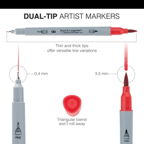 Encontraproduto.com.br - Kit Marcadores com 12 Peças Dual-tip Artist Markers Royal e Langnickel - Mark-2201