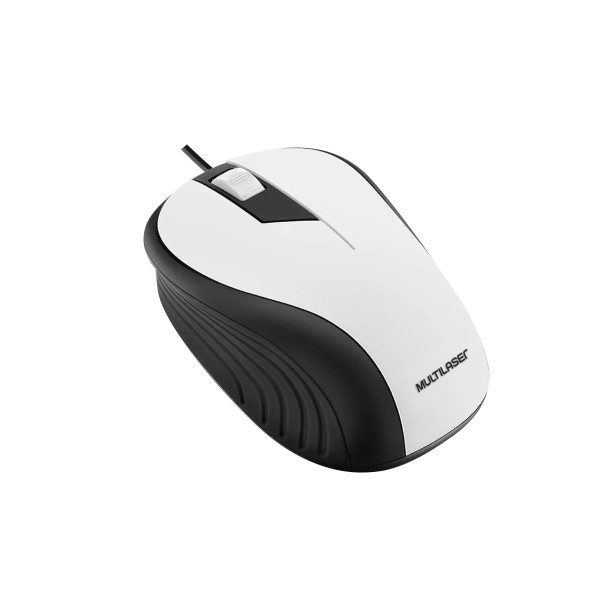 Mouse Emborrachado Branco E Preto Com Fio USB Multilaser