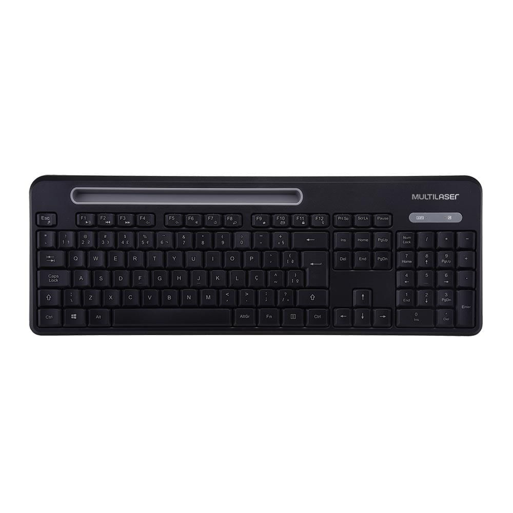 Encontraproduto.com.br - Combo Teclado e Mouse Multimidia Sem Fio 2.4Ghz Usb Preto com Apoio para Smartphones Multilaser - TC280OUT - [Reembalado]
