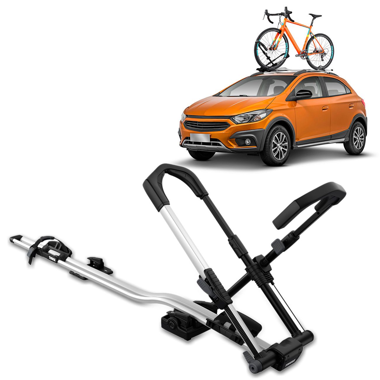 Transbike Suporte 1 Bicicleta Rack de Teto Thule UpRide 599 Universal Cinza