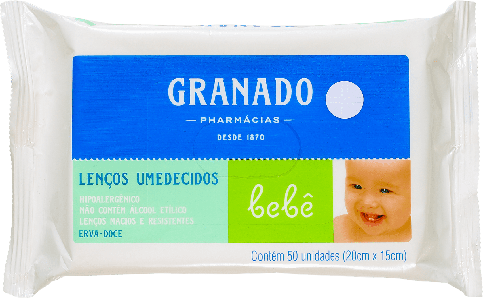 Lenço Umedecido Erva Doce - Granado - 50 Unidades