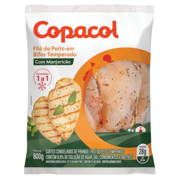 Filé de Peito de Frango Congelamento IQF Copacol Pacote 800g