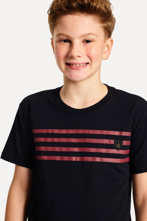 Camiseta Mini Estampa Listras Peito Fla