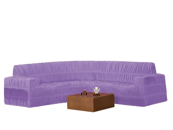 Capa De Sofá De Canto Elásticada Malha Grossa 5,2Mts Lilás