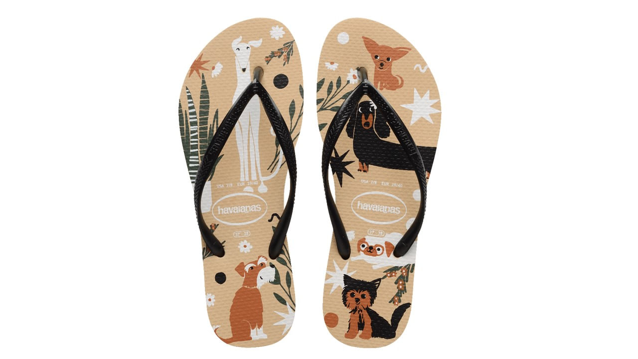 Chinelo Havaianas Slim Pets Feminina Amarelo E Preto