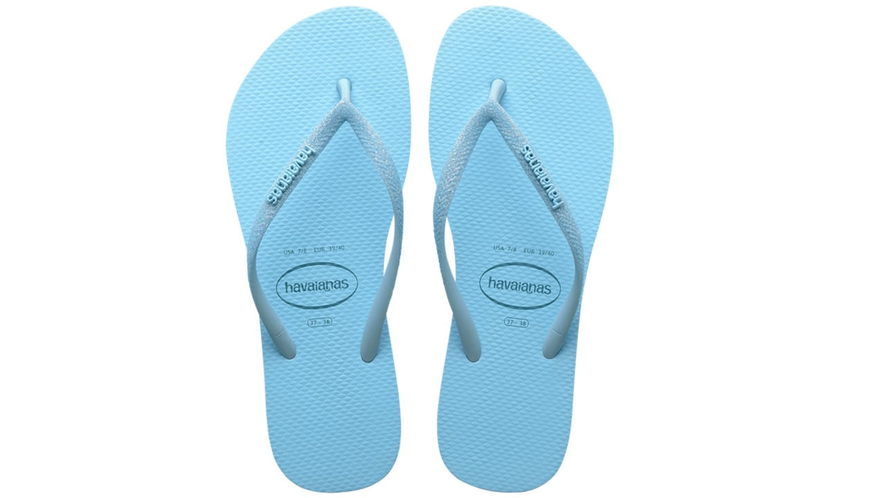 Chinelo Havaianas Slim Glitter Neon Feminina Azul