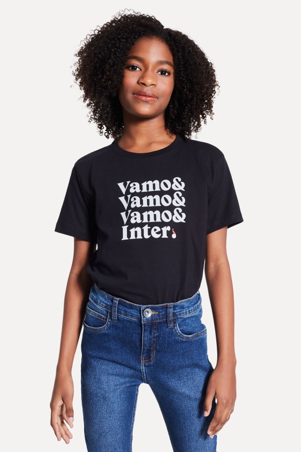 Encontraproduto.com.br - Camiseta Mini Estampada Vamo &&& Inter