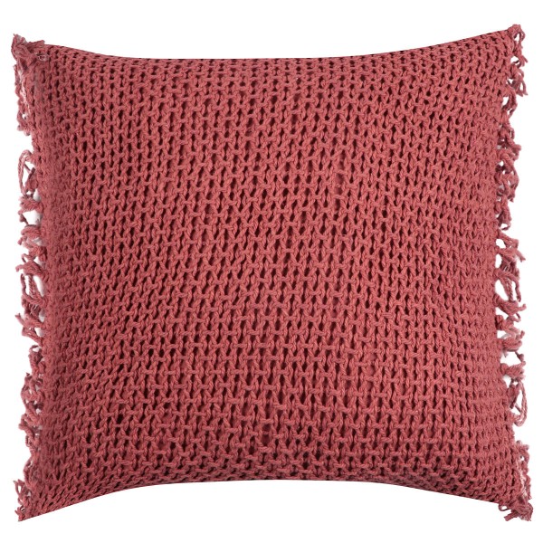 Encontraproduto.com.br - Capa Almofada Algodao Franjas Rosa