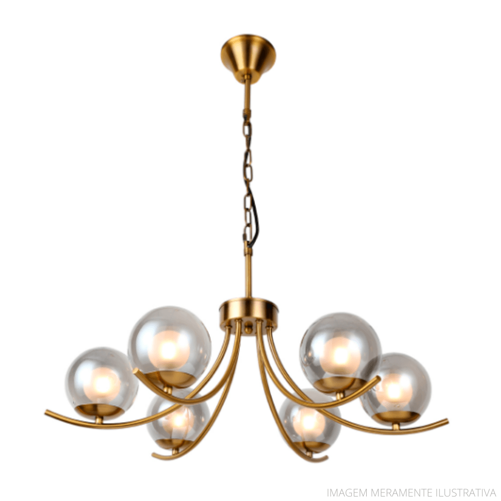 Luminária Pendente PA-01 6 Lâmpadas Dourado 65x38x40 Nitrolux
