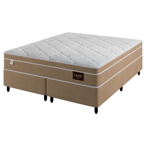 Encontraproduto.com.br - Cama Box Queen (158x198) Molas Superlastic Bege Luxor Plumatex