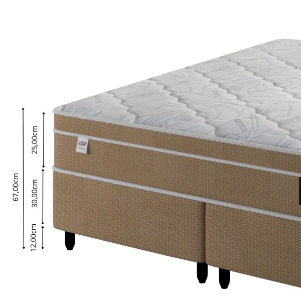 Encontraproduto.com.br - Cama Box Queen (158x198) Molas Superlastic Bege Luxor Plumatex