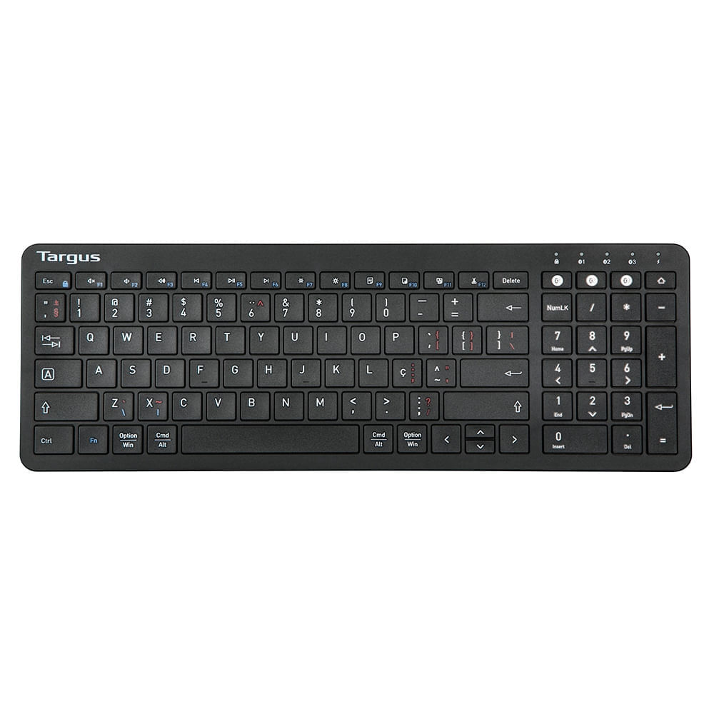Encontraproduto.com.br - Teclado Sem Fio Midsize Antimicrobiano com Indicador de Bateria Dual Mode Bluetooth 5.1 + USB 2.4ghz Targus - AKB863