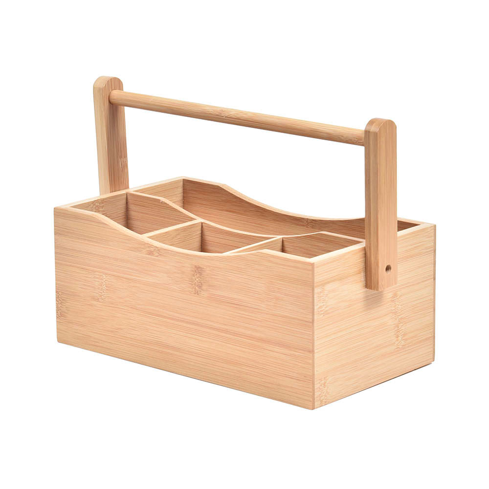 Encontraproduto.com.br - Suporte Porta Talheres Utensílios De Mesa Em Bambu Com Alça