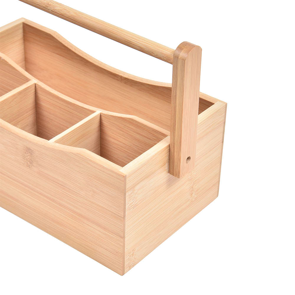 Encontraproduto.com.br - Suporte Porta Talheres Utensílios De Mesa Em Bambu Com Alça