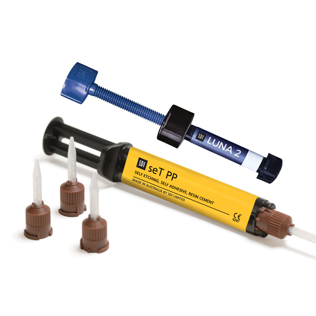 Encontraproduto.com.br - Cimento Resinoso Dual Set PP Seringa A2 com 7g + Resina Luna 2 A2  com 4g - SDI
