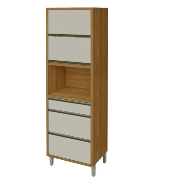 Encontraproduto.com.br - Cozinha Compacta 5 Portas 3 Gavetas Freijó/Off White Baronesa Nesher Móveis