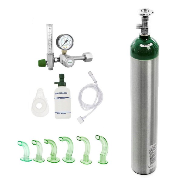Encontraproduto.com.br - Kit Oxigênio Portátil 5 Litros Alumínio com Carrinho Sem Carga