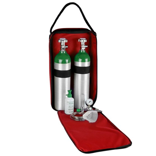 Encontraproduto.com.br - Kit Oxigênio 3L 2 Cilindros Bolsa Vermelha