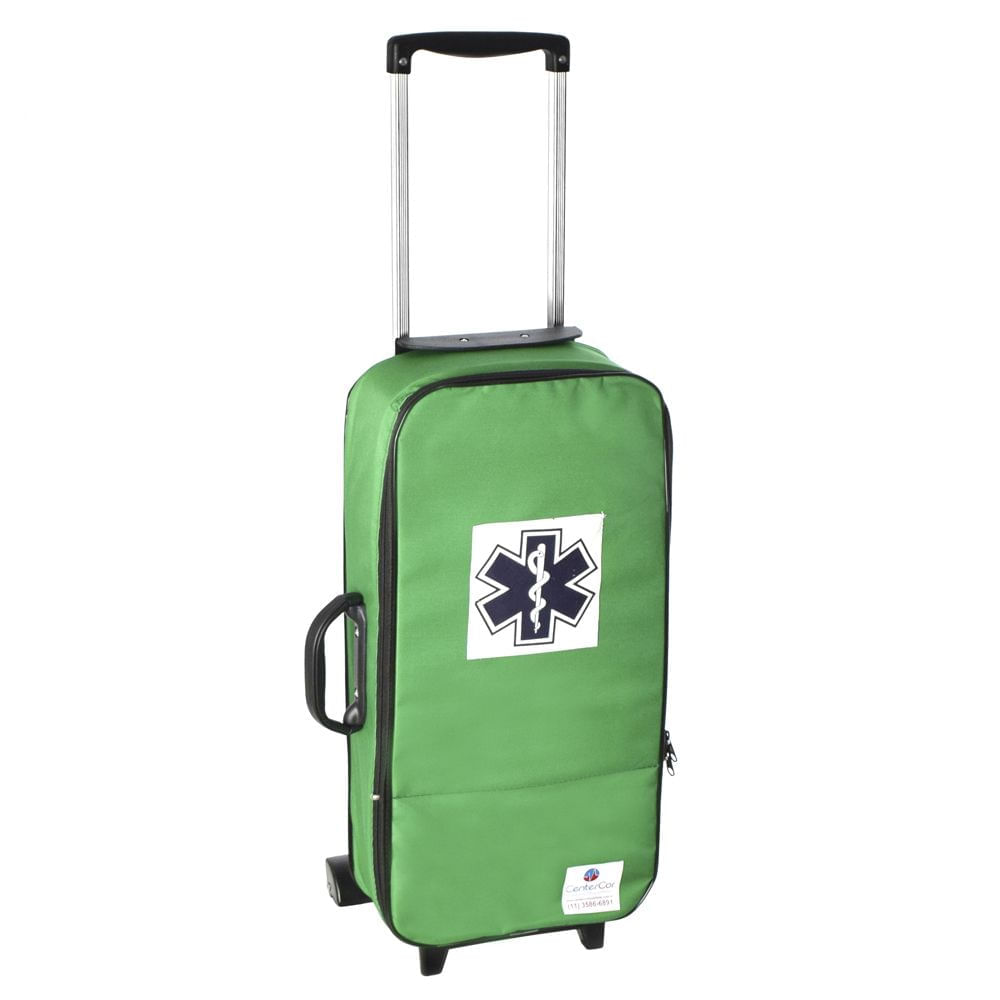 Encontraproduto.com.br - Kit Oxigênio Portátil 3 Litros Bolsa Verde com Rodinhas Sem Carga