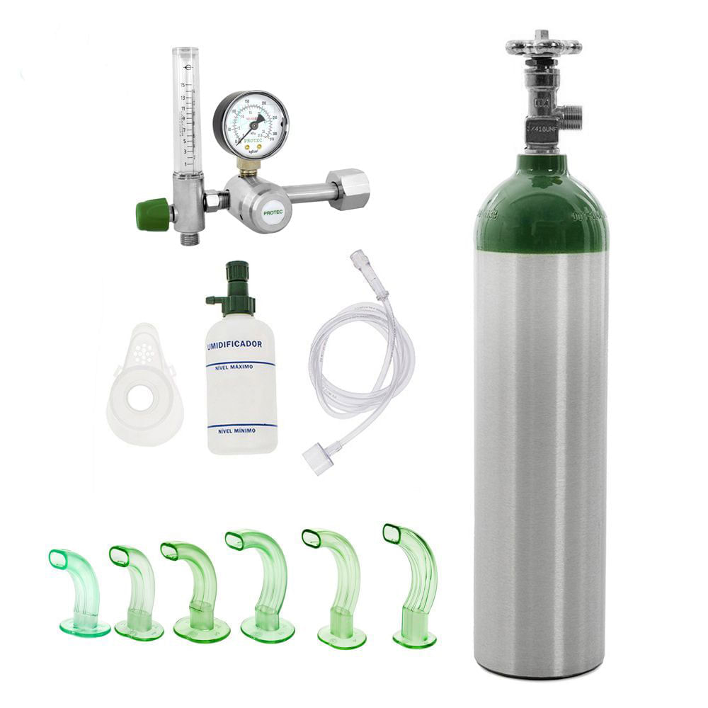 Encontraproduto.com.br - Kit Oxigênio Portátil 3 Litros Bolsa Verde com Rodinhas Sem Carga