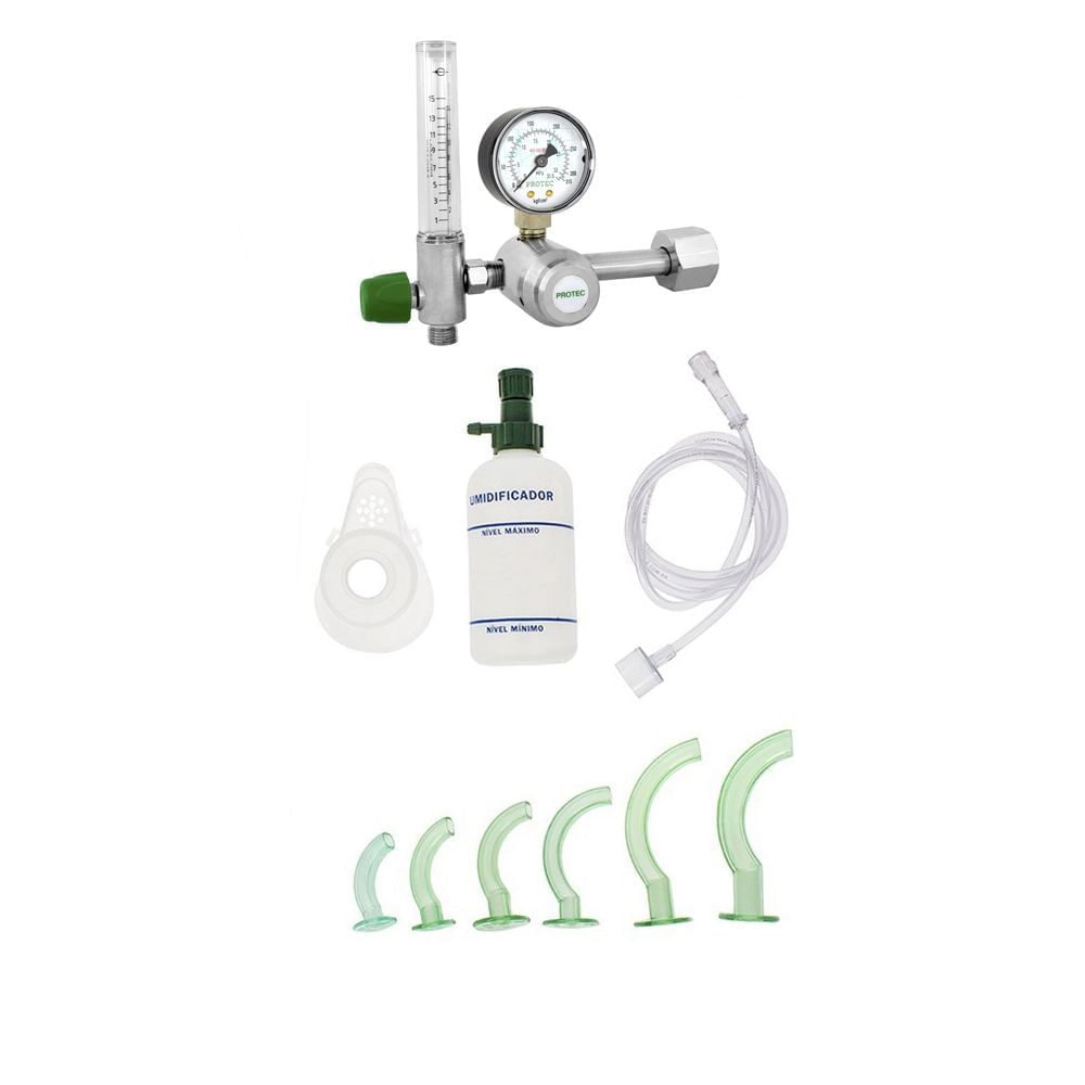 Encontraproduto.com.br - Kit Oxigênio Portátil 7 Litros Aço com Carrinho Sem Carga