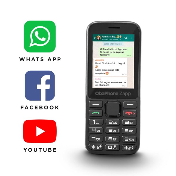 Encontraproduto.com.br - ObaPhone Zapp Barrinha com Whatsapp Obabox - OB025OUT [Reembalado]