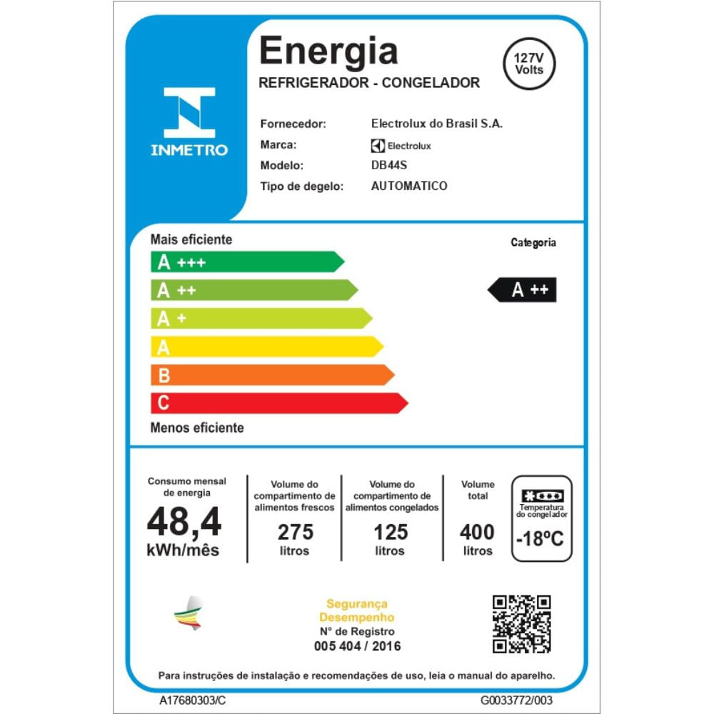 Encontraproduto.com.br - Geladeira Electrolux Frost Free Inverse 400L DB44S Inox