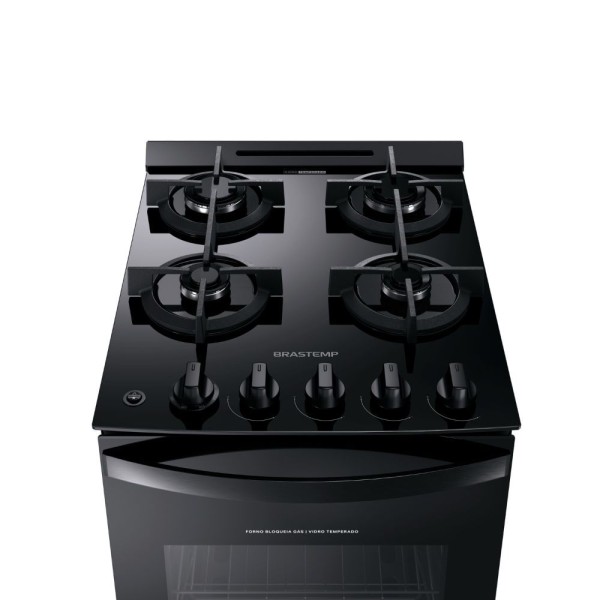 Encontraproduto.com.br - Fogão 4 Bocas Brastemp Automático Mesa de Vidro BFO4VAE Preto