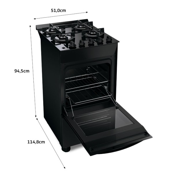 Encontraproduto.com.br - Fogão 4 Bocas Brastemp Automático Mesa de Vidro BFO4VAE Preto