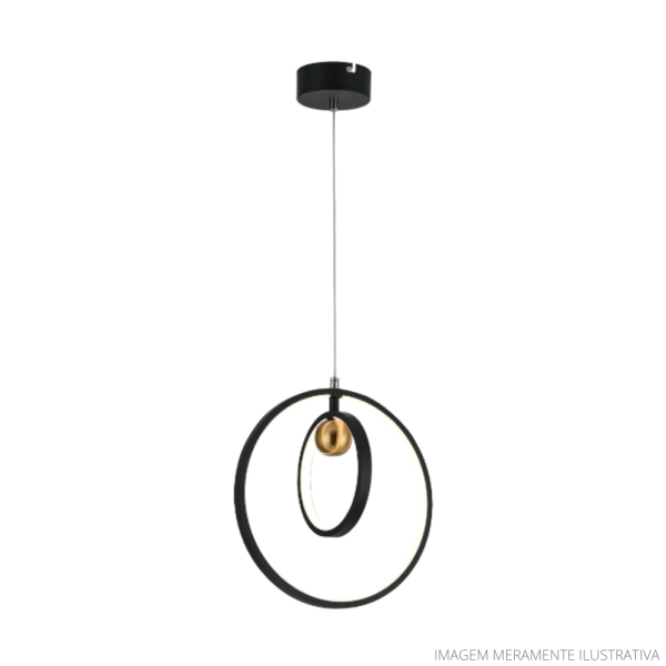 Luminária Pendente LPL-007 Led Preto 28x16x120cm Nitrolux