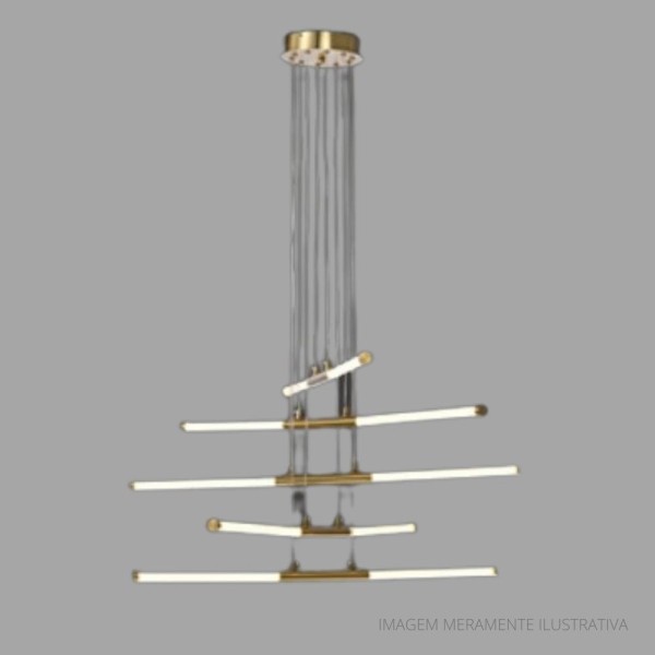Luminária Pendente LU14089-DR Led Dourado/Branco 80cm Lumier
