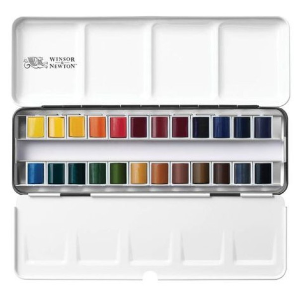 Encontraproduto.com.br - Pastilha Aquarela Sketchers Box Profissional 24 Cores Winsor e Newton - 0190553