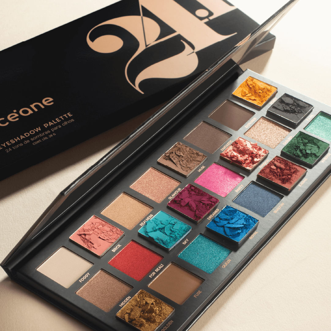 Kit Paleta de Sombras 24.1 Cores + Esponja de Maquiagem Flat Drop Edition (2 Produtos)