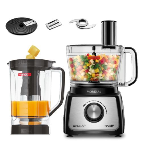 Encontraproduto.com.br - Multiprocessador 5 em 1 Com 2 Velocidades 1000W Mondial MPN-01-B Preto
