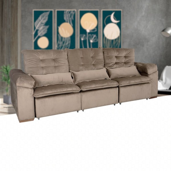 Sofá Retrátil/Reclinável 3 Lugares Capuccino Podium Marquês Estofados
