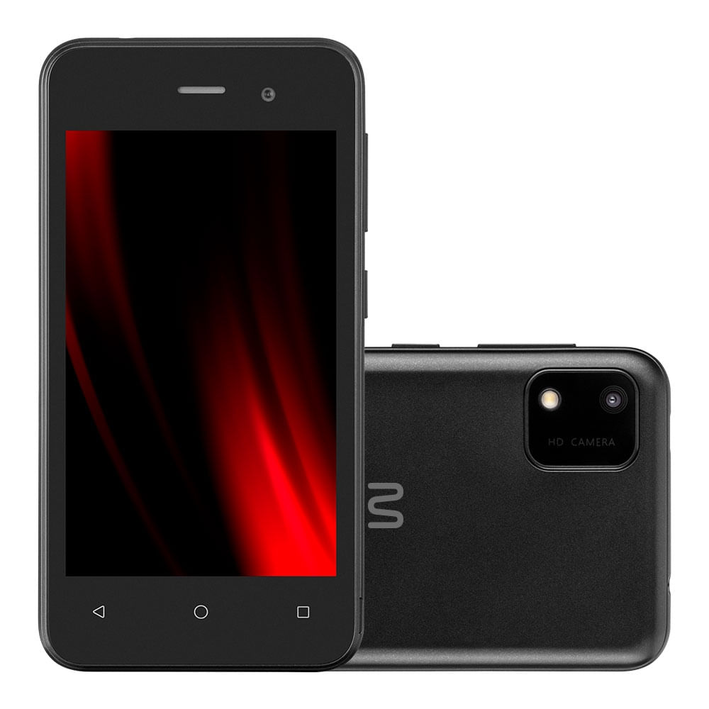 Encontraproduto.com.br - Smartphone Multilaser E Lite 2 64 (32+32)GB 3G Wi-Fi Tela 4 pol. Dual Chip 1GB RAM Android 10 Quad Core Preto - P9218OUT [Reembalado]