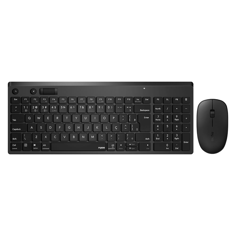 Encontraproduto.com.br - Combo Rapoo Teclado e Mouse sem Fio 2.4 ghz Black 5 Anos de Garantia Pilha Inclusa 8050T - RA003OUT [Reembalado]