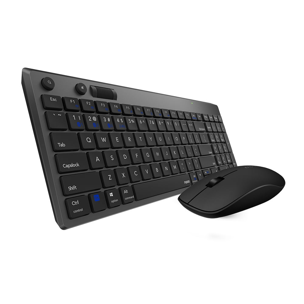 Encontraproduto.com.br - Combo Rapoo Teclado e Mouse sem Fio 2.4 ghz Black 5 Anos de Garantia Pilha Inclusa 8050T - RA003OUT [Reembalado]